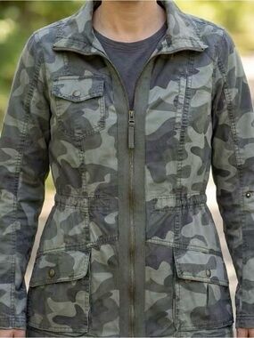 Camouflage Print Buttoned Pocket Design Jacket